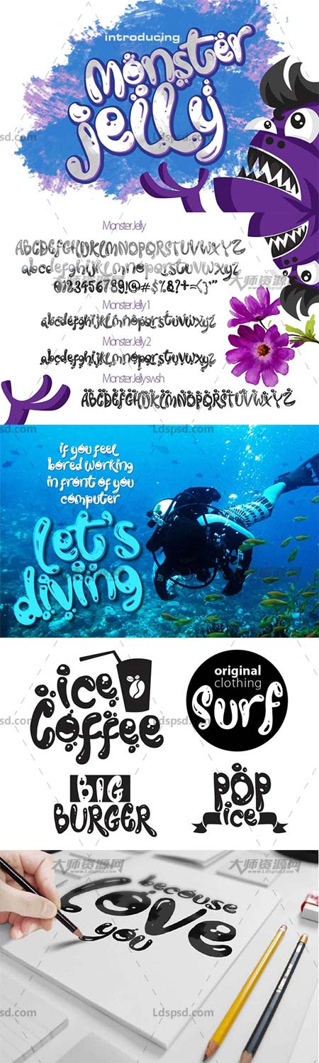 Monster Jelly Font,超级可爱的英文卡通字体